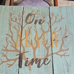 Rustic Beach Time Wall Decor in Teal and Brown